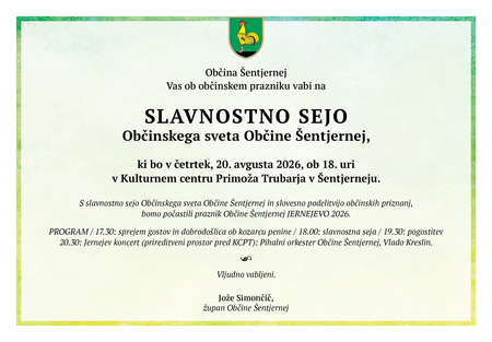 VABILO Slavnostna seja Občinskega sveta Občina Šentjernej